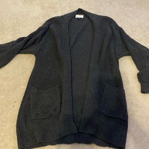 women’s grey knit cardigan